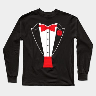 Tuxedo Red Bow Tie Long Sleeve T-Shirt